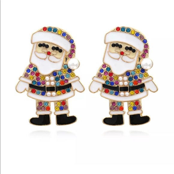 Christmas Holidays Colorful Santa Claus Earrings - Picture 5 of 9